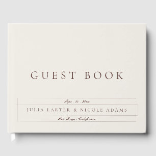Classic Choco Brown Ivory Calligraphy Wedding Guest Book