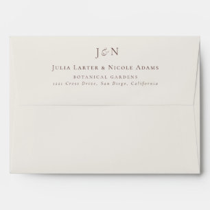 Classic Choco Brown Ivory Monogram Calligraphy Envelope