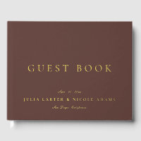 Classic Chocolate Brown Gold Calligraphy Wedding