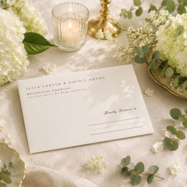 Classic Chocolate Brown Ivory Calligraphy Wedding Envelope (Creator Uploaded)