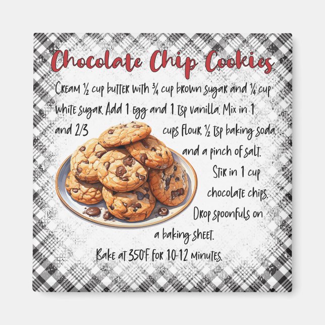 Classic Chocolate Chip Cookie Recipe Kitchen Decor Magnet (Front)