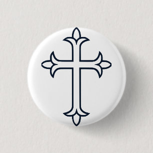 Classic Christian Cross Minimalist Fine Art 3 Cm Round Badge