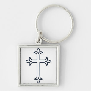 Classic Christian Cross Minimalist Fine Art Key Ring