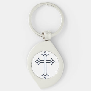 Classic Christian Cross Minimalist Fine Art Key Ring