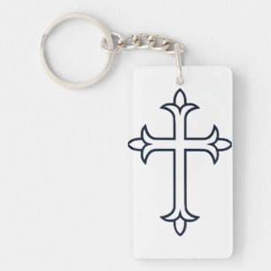 Classic Christian Cross Minimalist Fine Art Key Ring