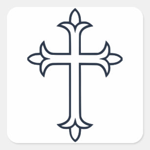 Classic Christian Cross Minimalist Fine Art Square Sticker