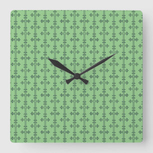 Classic Christian Cross Minimalist Fine Art Square Wall Clock