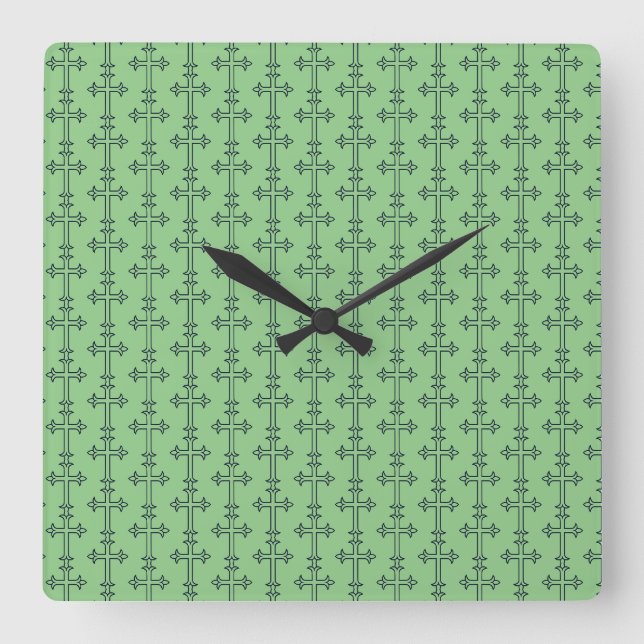 Classic Christian Cross Minimalist Fine Art Square Wall Clock (Front)