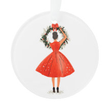 Classic Christmas Beauty in Red Dress