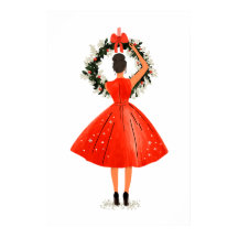 Classic Christmas Beauty in Red Dress