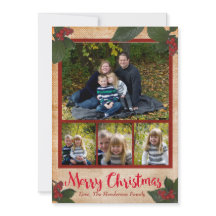 Classic Christmas Berries 5x7 Christmas Photo Card