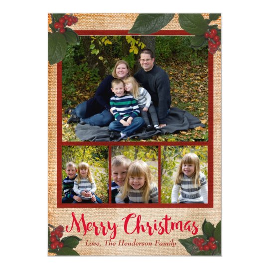 Classic Christmas Berries 5x7 Christmas Photo Card