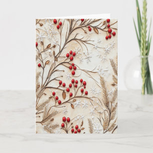 Classic Christmas Berries and Snowflakes Card
