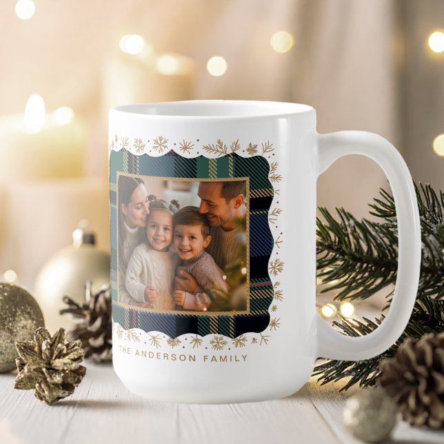 Classic Christmas Blu Plaid Photo Template ID1141B Coffee Mug (Creator Uploaded)