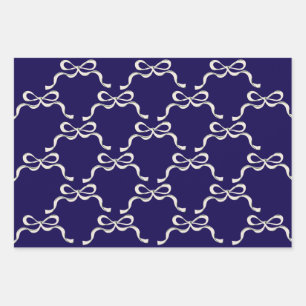 Classic Christmas Blue Bows christmas holiday Wrapping Paper Sheet