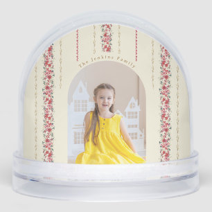 Classic Christmas Botanical Tapestry family Photo Snowglobe