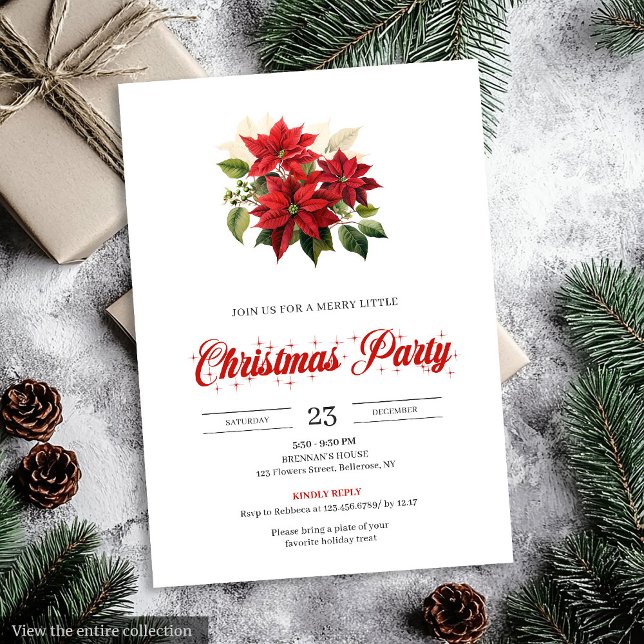 Classic Christmas Bouquet Floral Watercolor Invite (Classic Christmas Bouquet Floral Watercolor Invitation)