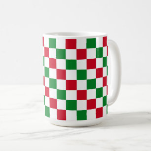 Classic Christmas Chequerboard Pattern Coffee Mug