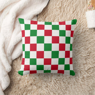 Classic Christmas Chequerboard Pattern Cushion