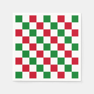 Classic Christmas Chequerboard Pattern Napkin