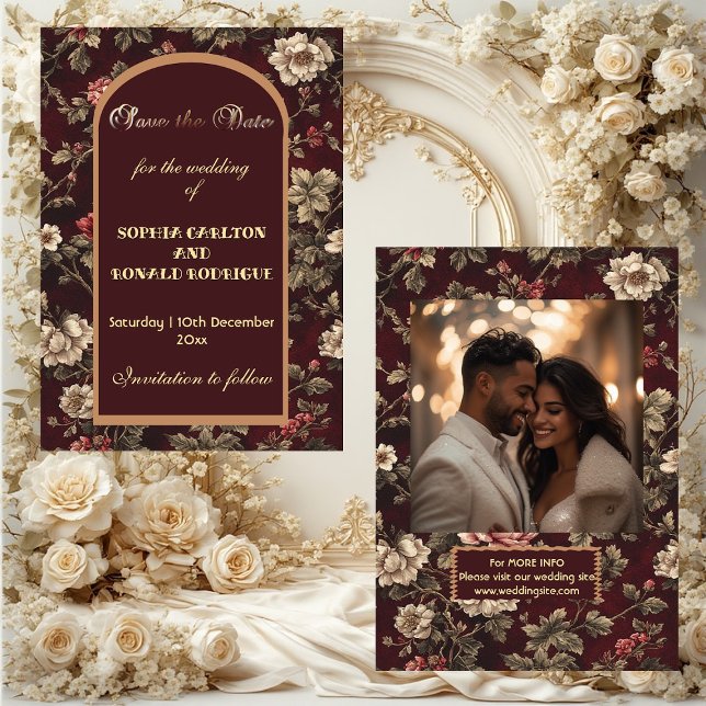 Classic Christmas Chinoiserie Romantic Wedding  Save The Date (Classic Christmas Chinoiserie Romantic Wedding Save The Date)