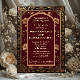 Classic Christmas Chinoiserie Traditional Wedding Invitation