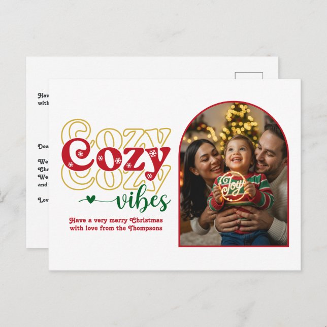Classic Christmas Cosy Vibes Retro Christmas Photo Holiday Postcard (Front/Back)