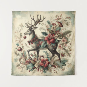 Classic Christmas Deer Tapestry