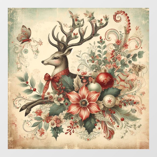 Classic Christmas Deer Window Cling (Sheet)