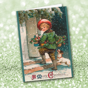 Classic Christmas Delivery Boy Greeting Card