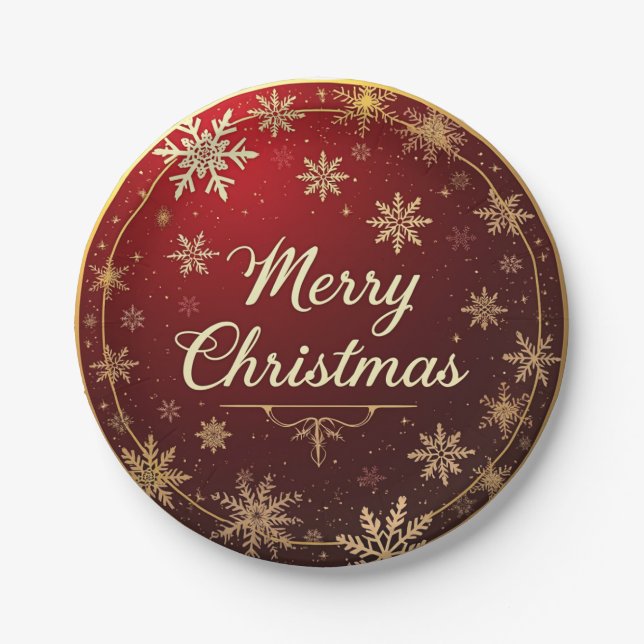 Classic Christmas Elegance Paper Plate (Front)