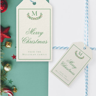 Classic Christmas family monogram Gift Tags