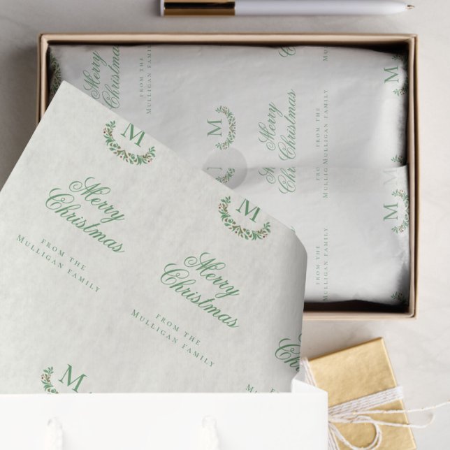 Classic Christmas family monogram  Tissue Paper (Creator Uploaded)
