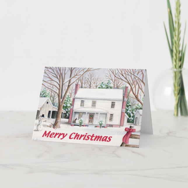 Classic Christmas Farm House Card (Front)