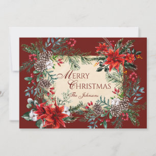 Classic Christmas floral Holiday Card