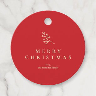 Classic Christmas Floral Pattern Gift Tag
