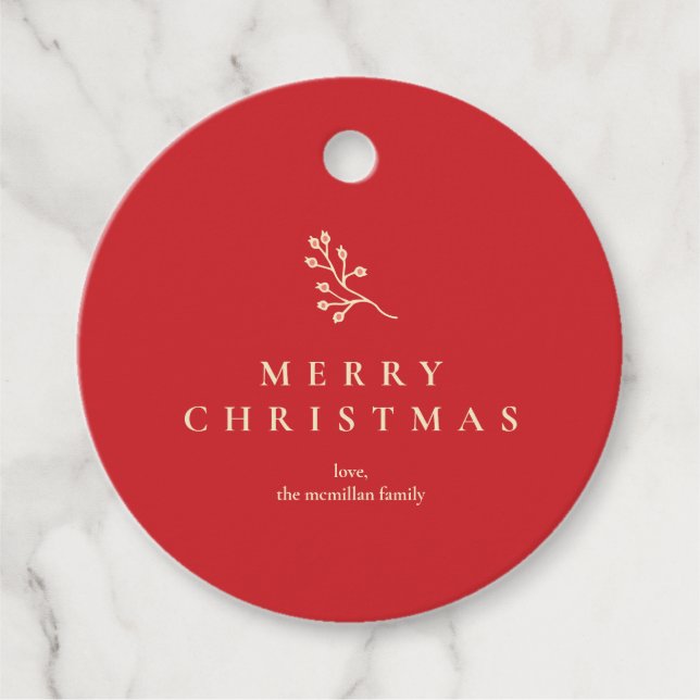 Classic Christmas Floral Pattern Gift Tag (Front)