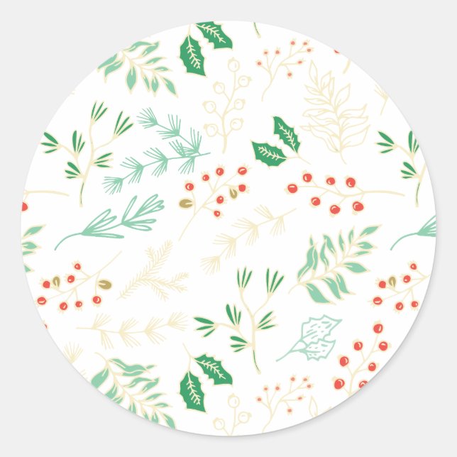 Classic Christmas Floral Pattern Sticker (Front)