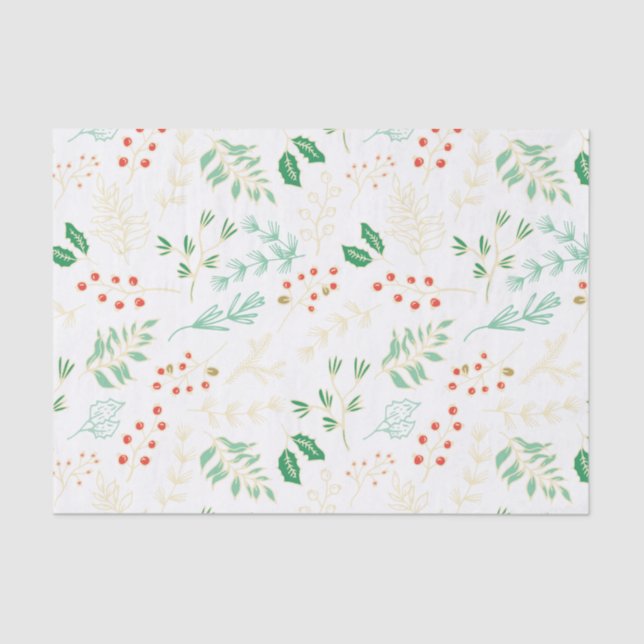 Classic Christmas Floral Pattern Tissue Paper (Front)