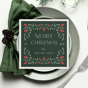 Classic Christmas Florals Personalised Napkins