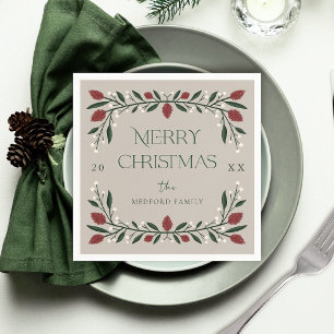 Classic Christmas Florals Personalized Napkin