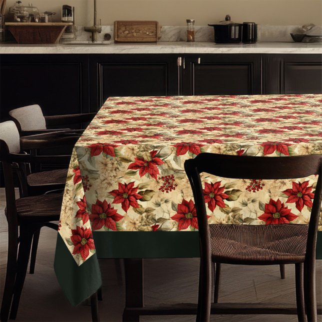 Classic Christmas Flowers Tablecloth Cosy Style (Classic Christmas Flowers Tablecloth Cozy Style)