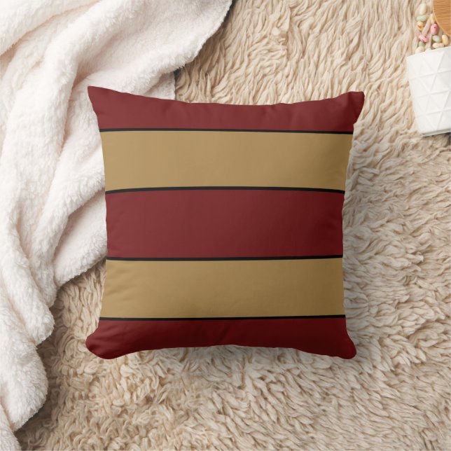 Classic Christmas Gold And Red Stripes Cushion (Blanket)