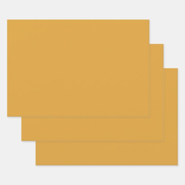 Classic Christmas Gold Fall Winter Solid Colour Wrapping Paper Sheet (Set)
