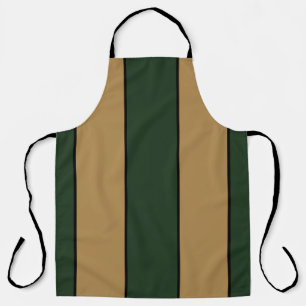 Classic Christmas Green And Gold Stripes Apron