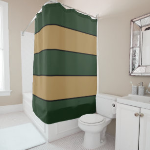 Classic Christmas Green And Gold Stripes Shower Curtain