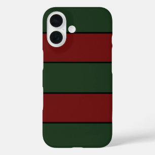 Classic Christmas Green And Red Stripes iPhone 16 Case