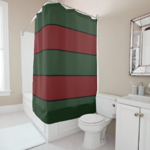 Classic Christmas Green And Red Stripes Shower Curtain