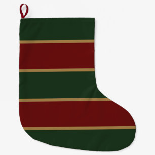 Classic Christmas Green And Red With Gold Trim Large Christmas Stocking