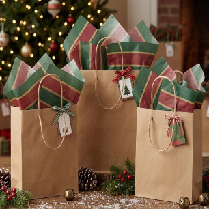 Classic Christmas Green And Red With Gold Trim Tissue Paper
